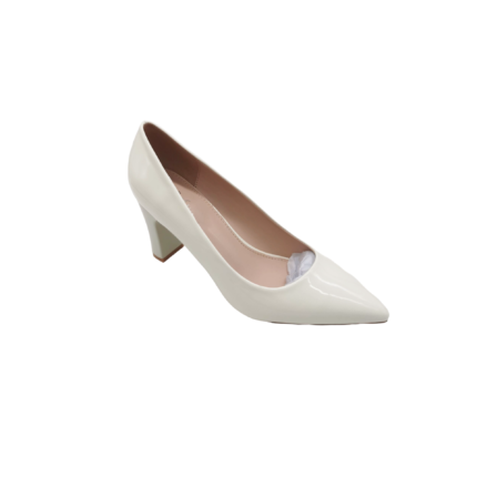 White Fancy Thick Kitten Office Heel