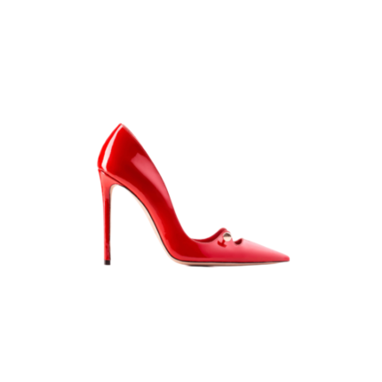 Red Toe Cut Out Upper Snake Kitten Heel